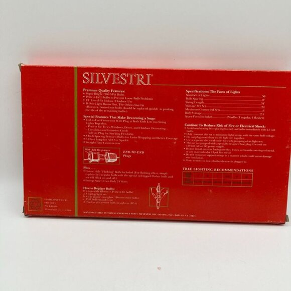 Vintage Silvestri 50 Miniature Lights Green Bulbs Christmas Lights NEW - Picture 2 of 4